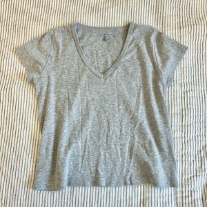Brandy Melville Gray Vneck Crop Tee